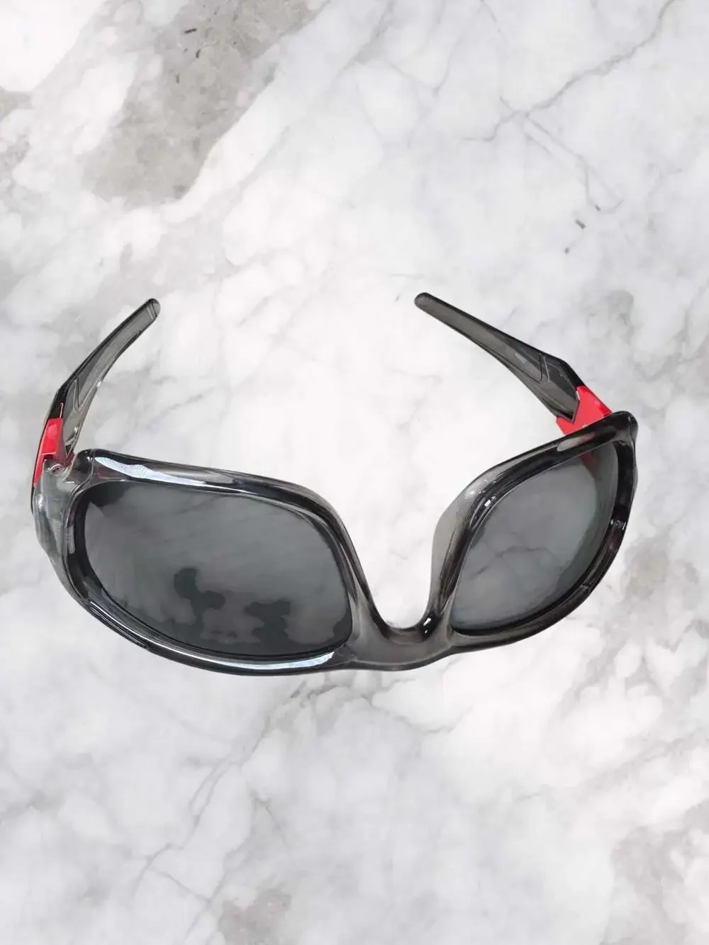 Unbranded Wraparound Sports Biking Sunglasses with Grey Frames and Red Accents